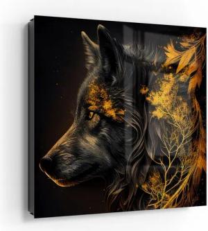 DEQOART Schlüsselkasten 'Goldener Wolfsblick', Glas Schlüsselbox modern magnetisch beschreibbar