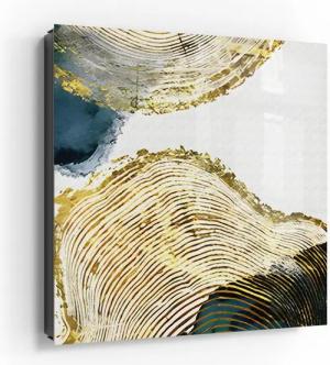 DEQORI Schlüsselkasten 'Goldene Jahresringe', Glas Schlüsselbox modern magnetisch beschreibbar