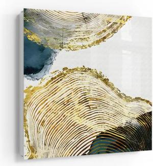 DEQORI Schlüsselkasten 'Goldene Jahresringe', Glas Schlüsselbox modern magnetisch beschreibbar
