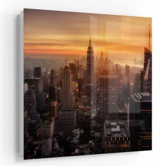 DEQORI Schlüsselkasten 'Goldene Stadtsilhouette', Glas Schlüsselbox modern magnetisch beschreibbar