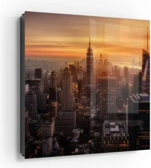 DEQORI Schlüsselkasten 'Goldene Stadtsilhouette', Glas Schlüsselbox modern magnetisch beschreibbar