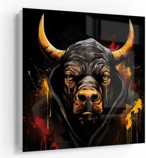 DEQOART Schlüsselkasten 'Goldener Stierblick', Glas Schlüsselbox modern magnetisch beschreibbar