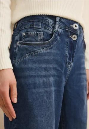 Cecil Damen Wide Leg Lyocellmix Jeans in Blau, Gr: 36