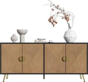 MODFU Sideboard mit goldenen Metallgriffe und Metallbeine (Wohnzimmerschrank, Kommode, 1 St., 4 Türen), mit Großer Stauraum, Soft-Close-Scharniere