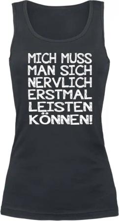 Sprüche Top - Nervlich leisten können - S bis XXL - für Damen - Größe L - schwarz