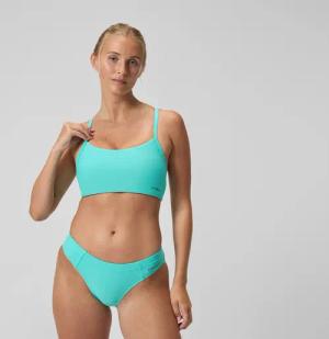 Einfarbiges Racerback-Bikinioberteil Türkis für Damen