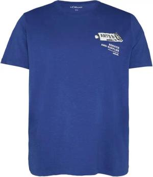 s.Oliver Rundhalsshirt s.Oliver T-Shirt royalblau XXL Brustprint Arts&Crafts
