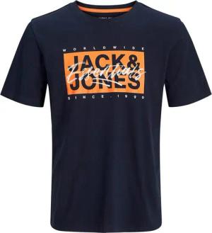 Jack & Jones Rundhalsshirt Jack&Jones XXL T-Shirt dunkelblau Frontprint JJCOLTON