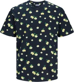 Jack & Jones Rundhalsshirt Große Größen Herren T-Shirt schwarz Zitronenprint JJSUNSHADE