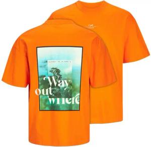 Jack & Jones Rundhalsshirt Jack&Jones XXL T-Shirt orange Rückenprint JCOAUSTIN