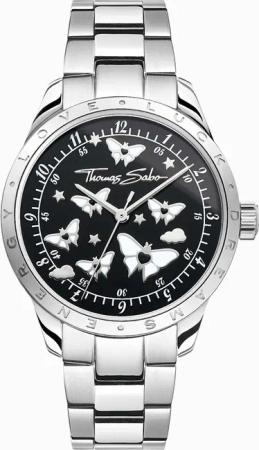 Thomas Sabo WA0432-201-203-34 Damenuhr Schmetterlinge Silberfarben 34mm 10ATM