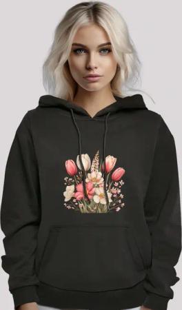 F4NT4STIC Kapuzenpullover "Rosa weißer Frühlingsblumenstrauß", Premium Qualität