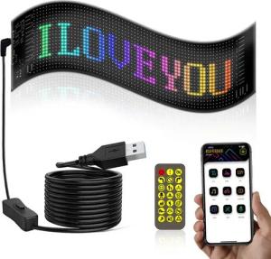 RWEUOQ LED Dekolicht Dekolicht LED, Anzeigetafel mit Bluetooth-App,RGB LED Digital Display, LED RGB Display Programmierbar, Werbetafel Laufschrift Anzeige Scrollen, Led Leuchtschild USB 5V,Vielseitig für Werbung & Party-Deko