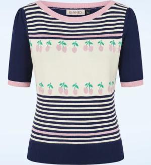 Jolene Cherries Pullover in Marineblau