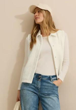 Cecil Damen Bouclé Weste in Beige, Gr: L