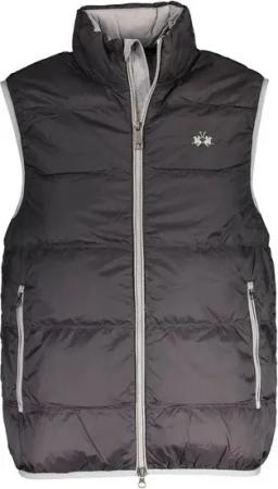 La Martina Outdoorjacke Ärmelloses Herrenhemd Schwarz mit Stickerei und Reißverschluss