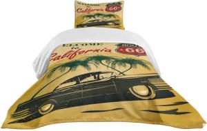 Abakuhaus Tagesdecke Set mit Kissenbezügen Waschbar, Retro California Werbung