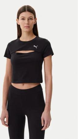 Puma T-Shirt Ess Cut-Out 631164 Schwarz Slim Fit