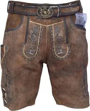 Ramona Lippert Trachtenlederhose Michel kurze Hose braun antik mit Gürtel