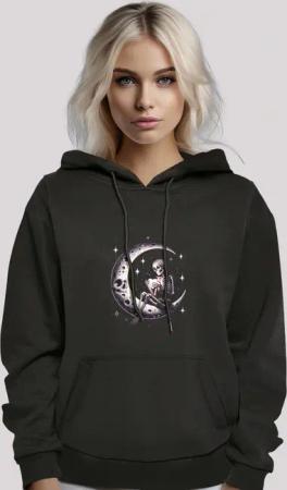 F4NT4STIC Kapuzenpullover "Gothic Valentinstag Skelett Mond", Premium Qualität