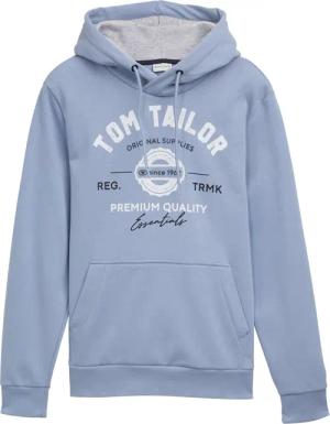 TOM TAILOR Herren Hoodie Sweatshirt mit Logo-Print, blau, Uni, Gr. XXXL