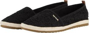 TOM TAILOR Damen Flache Espadrilles mit Blumenstickerei, schwarz, Geblümt, Gr. 37