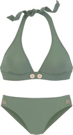 Vivance Triangel-Bikini mit goldfarbenen Zierknöpfen