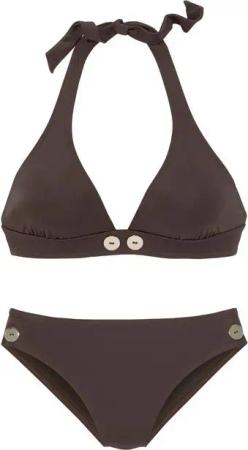 Vivance Triangel-Bikini mit goldfarbenen Zierknöpfen