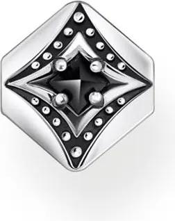 Einzel-Ohrstecker aus Sterlingsilber, Zirkonia, schwarz