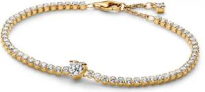 Timeless Herz Tennisarmband, IP Gold, Zirkonia