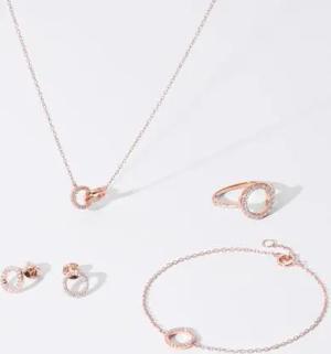 Set aus rosévergoldetem Sterlingsilber und Zirkonia