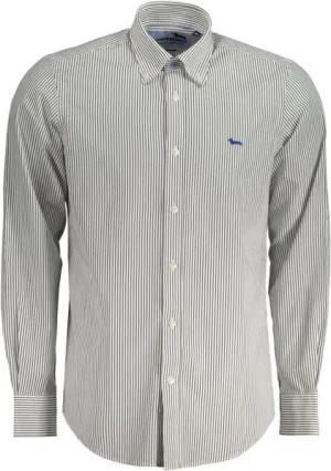 Harmont & Blaine Langarmhemd Weißes Herrenhemd: Streifen, Regular Fit, Bio-Baumwolle, Button-down