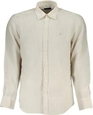 North Sails Langarmhemd Elegantes Herrenhemd in Beige mit italienischem Kragen und Stickerei