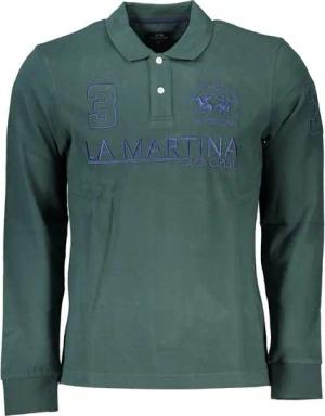 La Martina Poloshirt Langarm Herrenhemd in Grün - Regular Fit mit