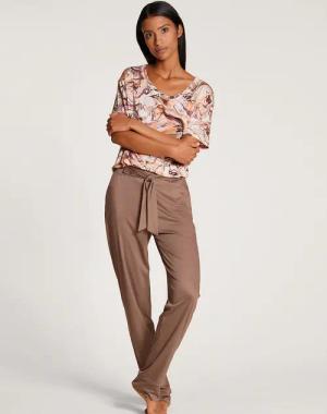 CALIDA Circular Sleep Pantsfür Damen, XXS, Braun, Stylische Homewear-Hose