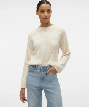 Vero Moda Rundhalspullover "VMHILDE LS O-NECK SHORT PULLOVER NOOS"
