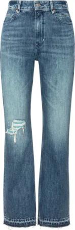 BOSS ORANGE Straight-Jeans "Ada High Rise Slim Premium Damenmode", (BOSS ORANGE DENIM), im Vintage Look, helle/ türkisfarbene Spots