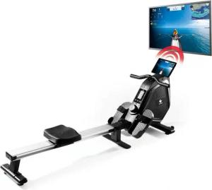 FitEngine Rudergerät mit Magnetwiderstand, 179cm schwarz/silber inkl. Tablethalterung klappbar