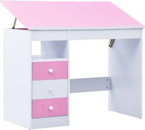 vidaXL Schreibtisch, Kinderschreibtisch Kippbar Rosa und Weiß