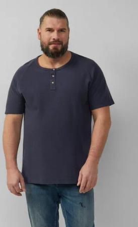 s.Oliver Kurzarmshirt T-Shirt aus Waffel-Jersey mit Henleyausschnitt Logo
