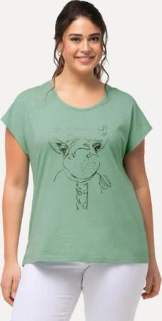 Ulla Popken T-Shirt T-Shirt Metallic-Tiermotiv Oversized Rundhals