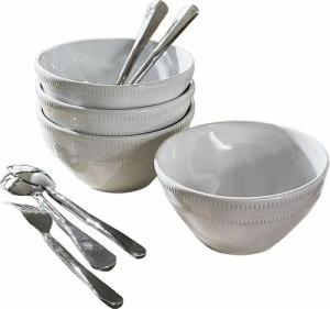 Mirabeau Geschirr-Set Schüssel 4er Set Alentejo weiß, Steinzeug