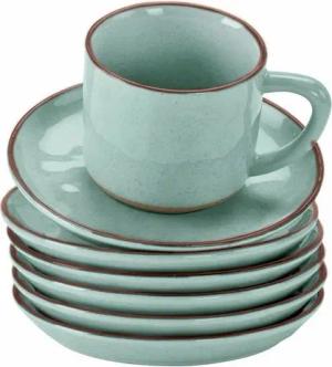 Mirabeau Geschirr-Set Tasse mit Untertasse 6er Set Biarré türkis, Steinzeug