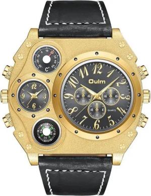 Avaner für Männer Analog Japanisches Quarzwerk Watch, mit Lederarmband 2 Zeitzonen großes Zifferblatt Analog