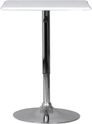 KADIMA DESIGN Bartisch Stehtisch Bistrotisch Kunstleder Weiß höhen-verstellbar quadratisch, (Partytisch drehbar), Design Bartisch Chrom robust eckig, Stehtisch Messetisch modern