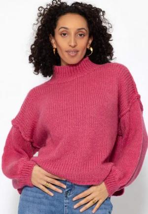 SASSYCLASSY Strickpullover Rollkragenpullover Damen mit Ziernähten Elegant Lockerer Strickpullover mit hohem Rippkragen und Außennähten Details