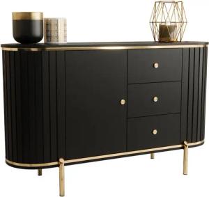 MOEBLO Kommode DALLAS (Moderne Kommode mit Schublade Sideboard Schrank Highboard Goldene Türgriffe, Wohnzimmer, Esszimmer, Flur & Diele), dekorative Riffelung