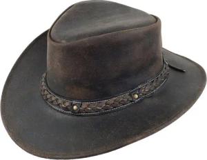 Einkaufszauber Cowboyhut Echt Leder Safarihut Westernhut Australia Dunkelbraun