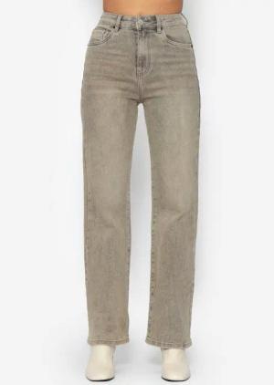 SASSYCLASSY 5-Pocket-Jeans Straight Fit Jeans Damen Mittelblau Greige
