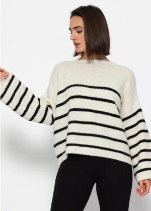 SASSYCLASSY Strickpullover Rückenfrei Strickpullover mit Streifenmuster Cut-Out gestreiften Damen Pullover mit tiefem Rückenausschnitt